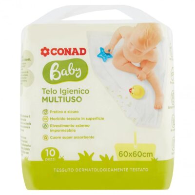 Conad Disposable Baby Diaper Changing Mat for Infant | Soft Waterproof Breathable Newborn Changing Pad | 60 x 60 cm | Pack of 10 towels